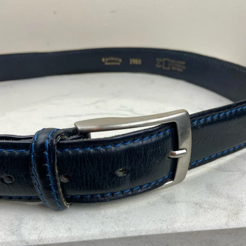 Cuoieria Fiorentina Italian Leather Belt Navy Blue Real Leather Made in Italy